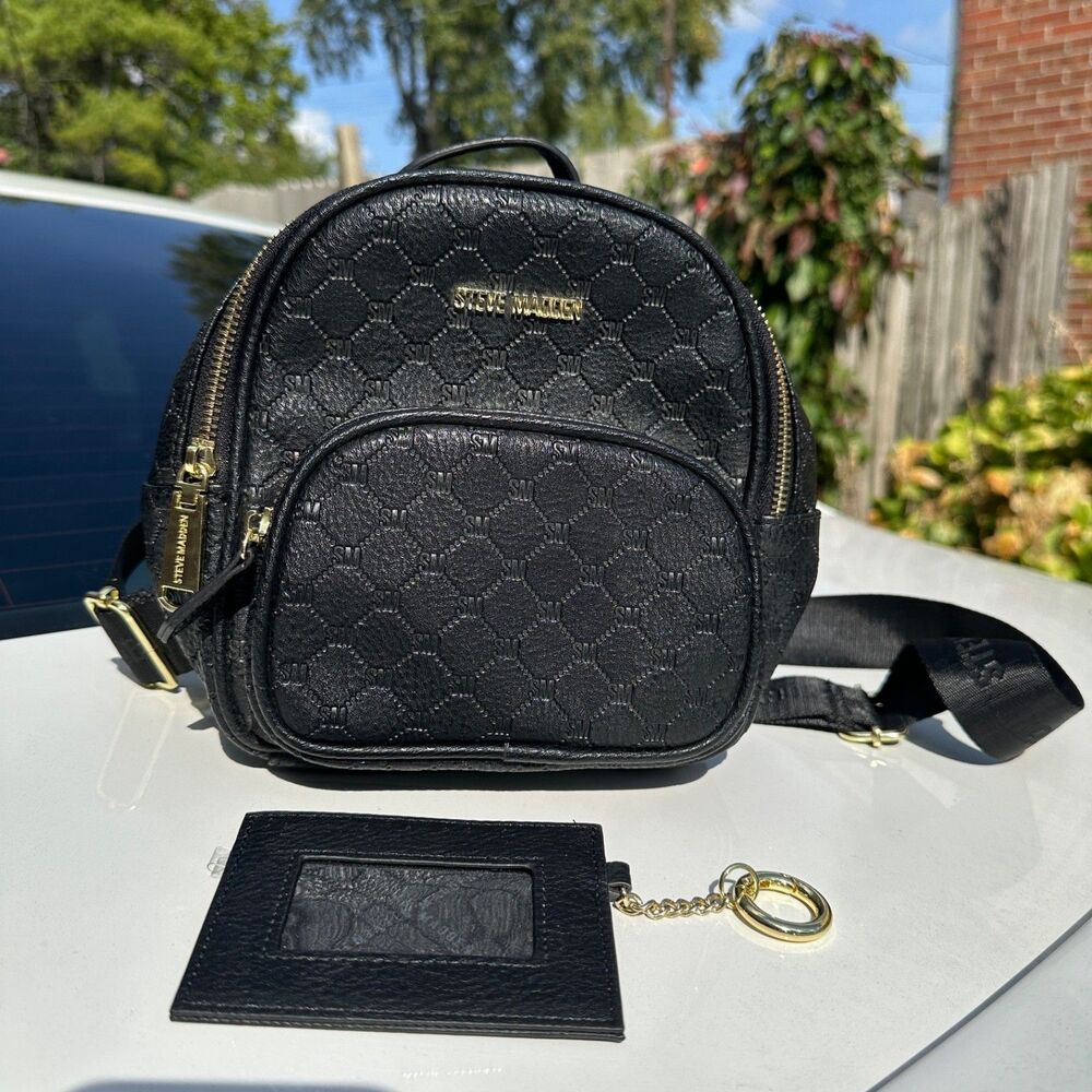 2 pieces Steve Madden Women's  Mini Backpack Purse Black One Size & Mini Wallet